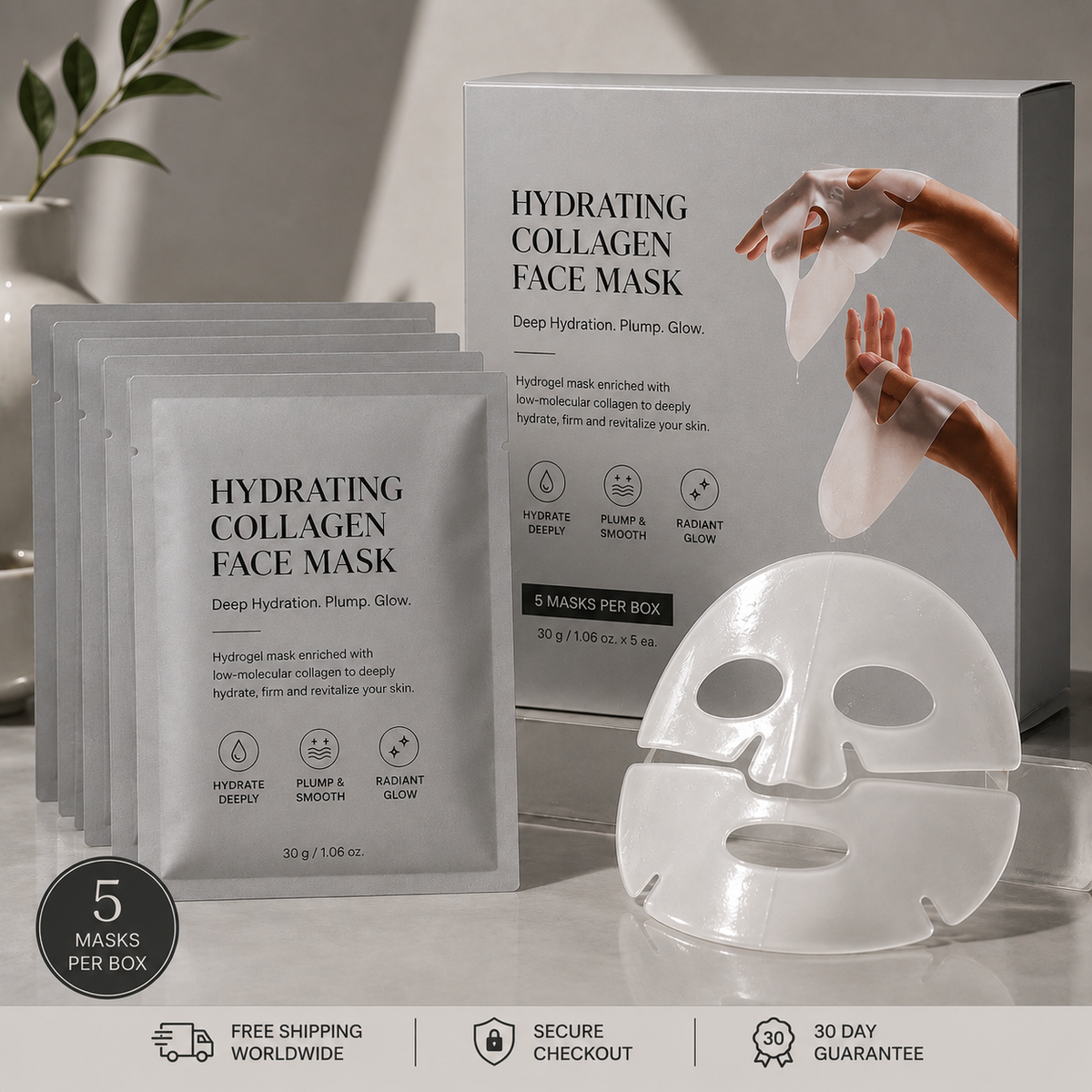 Hydrating Collagen Face Mask (5-Pack)